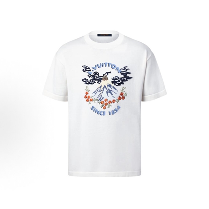 lv louis vuitton fuji mountain jacquard knit short sleeve t-shirt